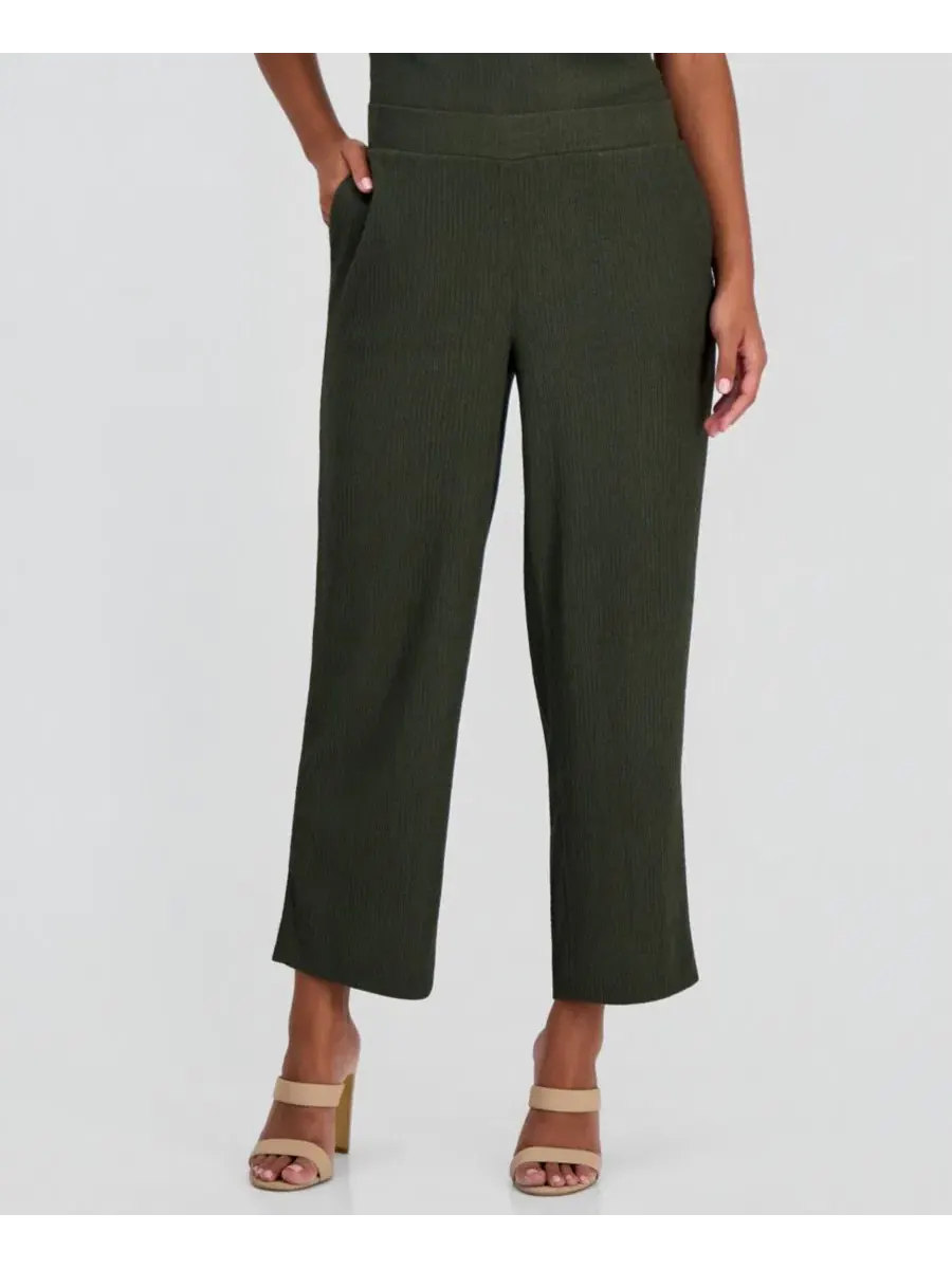 Брюки для petites из стрейч-трикотажа с текстурой Pebble Anne Klein Essentials, Dark Bay Leaf — изображение 3 из 5