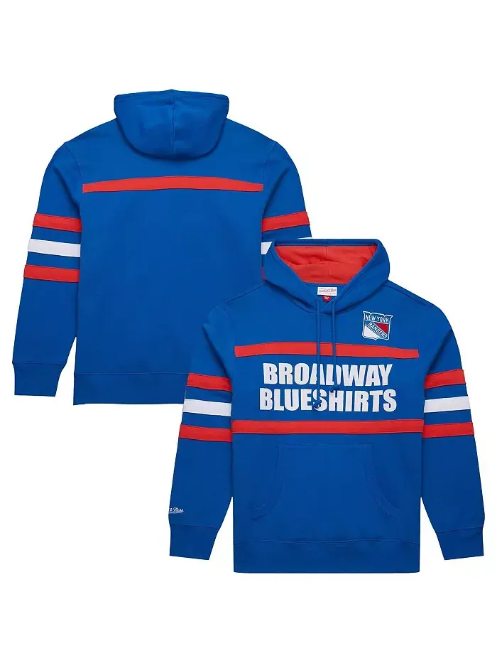 Мужская синяя толстовка с капюшоном New York Rangers Head Coach Slogan Pullover Hoodie Mitchell & — изображение 1 из 3