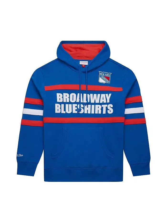 Мужская синяя толстовка с капюшоном New York Rangers Head Coach Slogan Pullover Hoodie Mitchell & — изображение 2 из 3