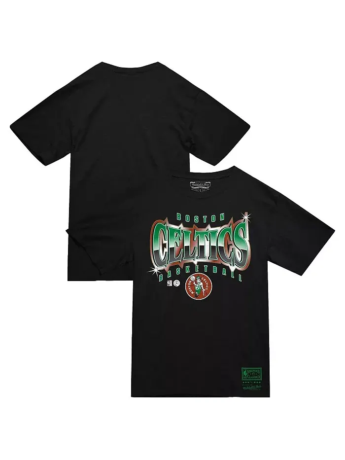 Мужская черная футболка Boston Celtics Worldwide Collection Glow Up Mitchell & Ness — изображение 1 из 3