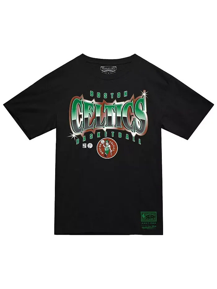 Мужская черная футболка Boston Celtics Worldwide Collection Glow Up Mitchell & Ness — изображение 2 из 3