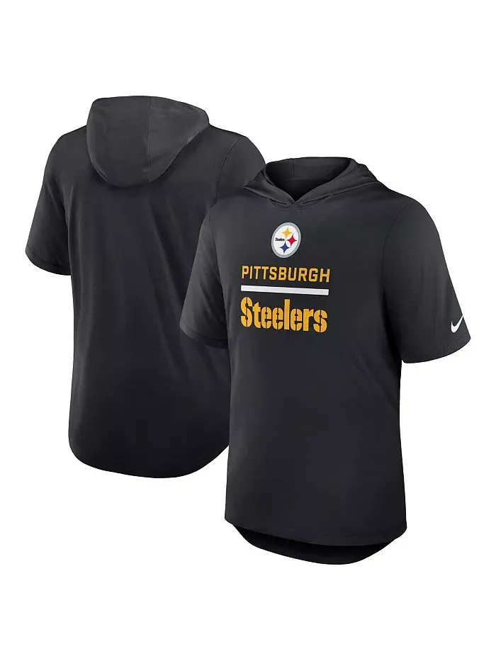 Мужская черная толстовка-футболка Pittsburgh Steelers Lockup Tri-Blend Nike