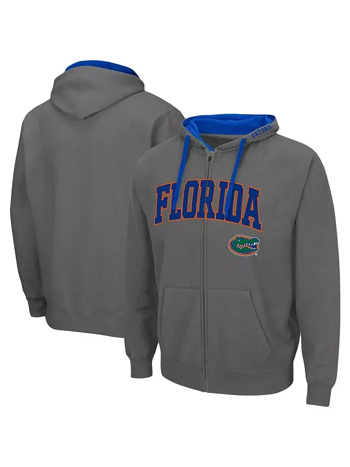 Мужская толстовка с молнией Florida Gators Big and Tall цвета древесного угля Colosseum — изображение 1 из 3