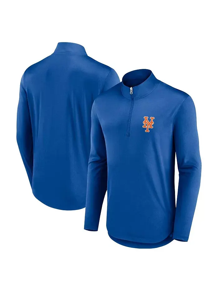 Мужская футболка Royal New York Mets Quarterback с застежкой-молнией Quarter-Zip Fanatics — изображение 1 из 3