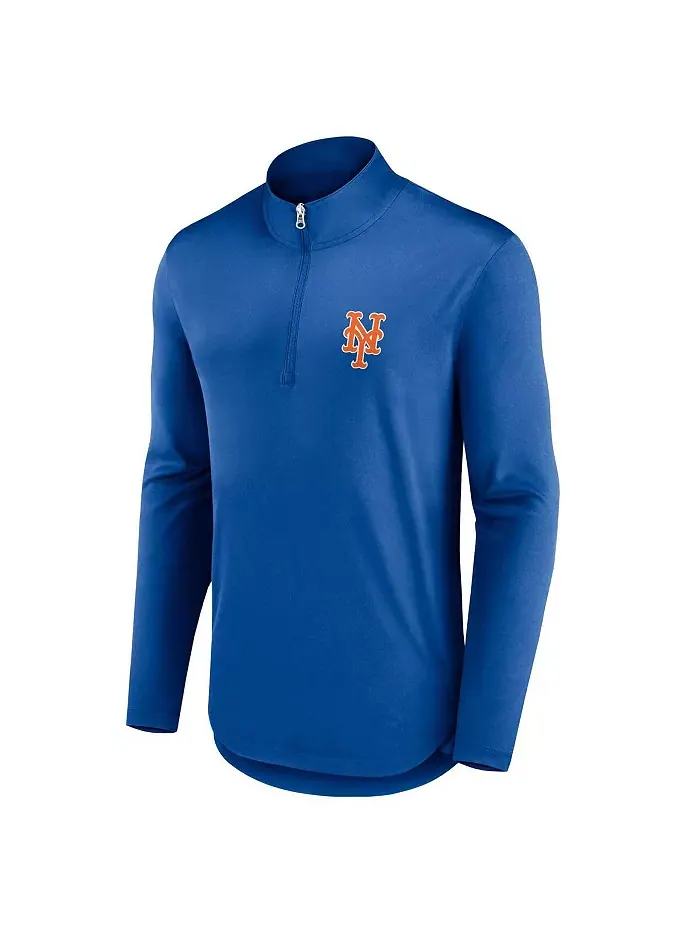 Мужская футболка Royal New York Mets Quarterback с застежкой-молнией Quarter-Zip Fanatics — изображение 3 из 3