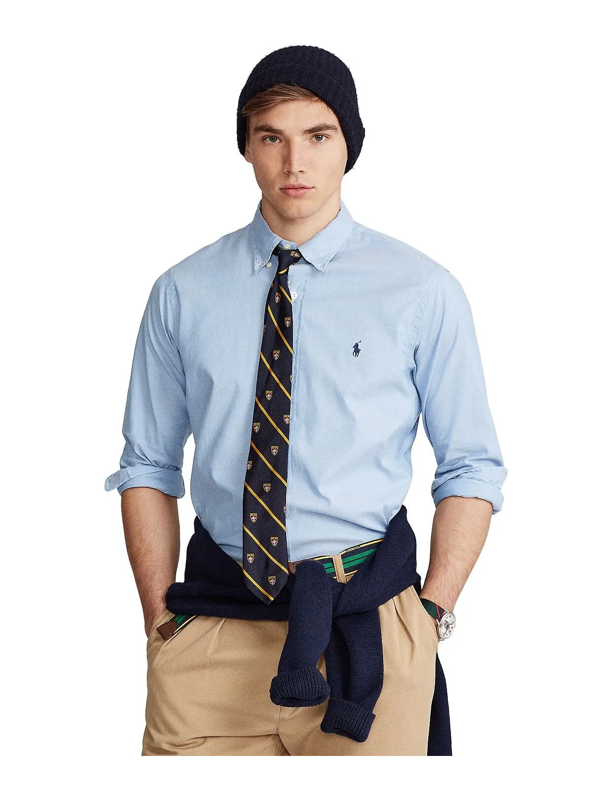 Мужская оксфордская рубашка классического кроя стрейч Polo Ralph Lauren — изображение 1 из 5, синий