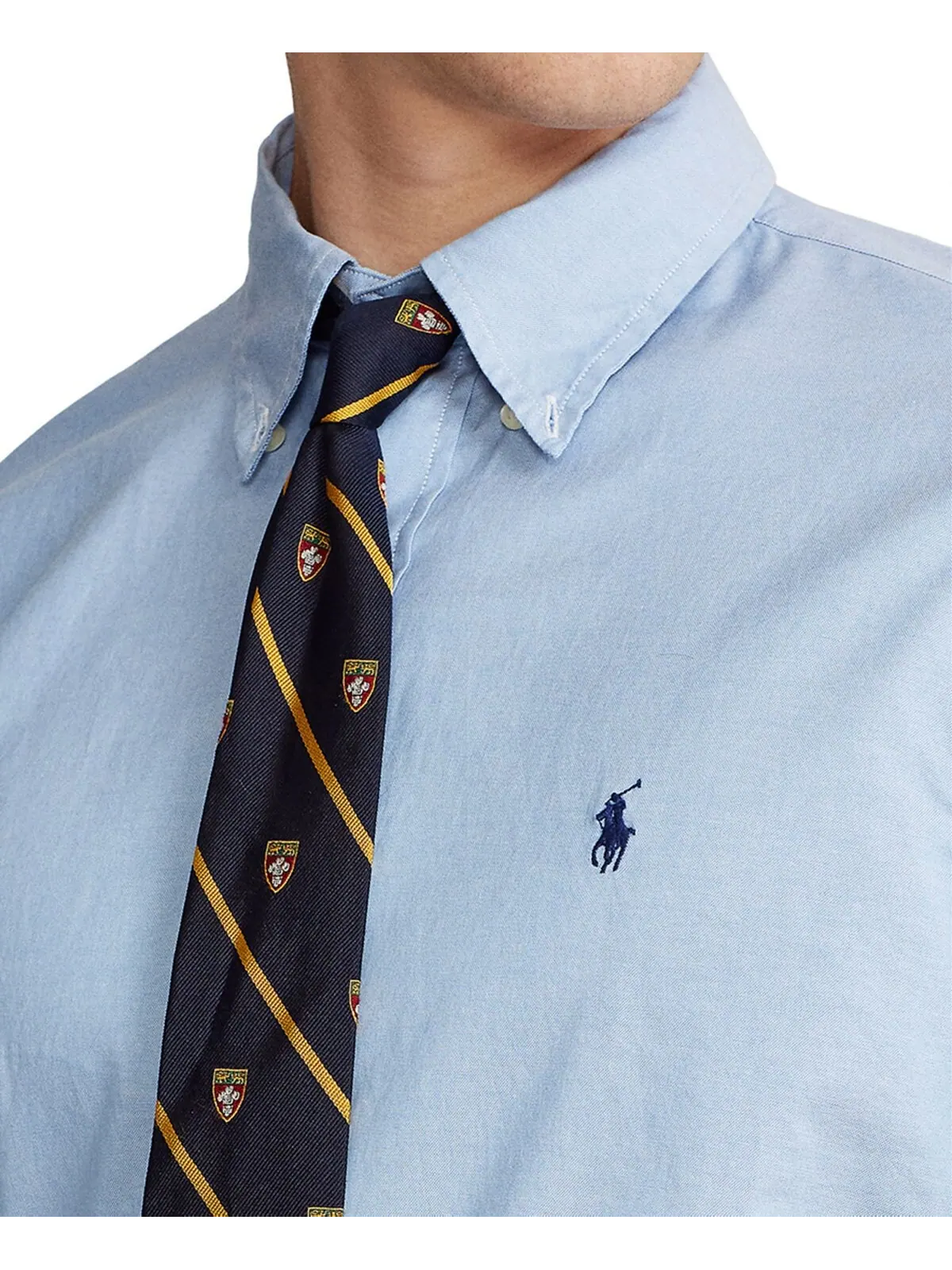 Мужская оксфордская рубашка классического кроя стрейч Polo Ralph Lauren — изображение 2 из 5, синий