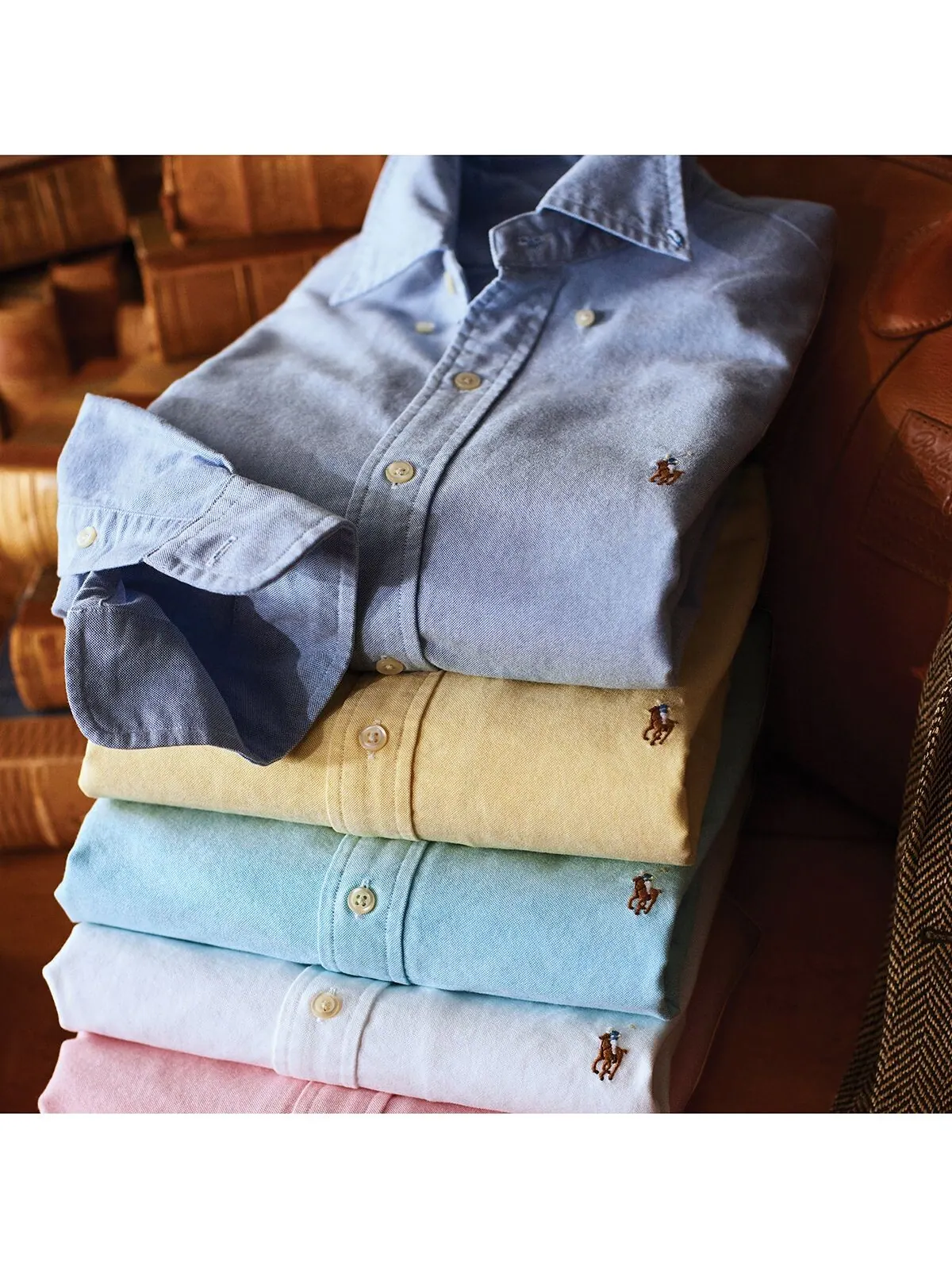 Мужская оксфордская рубашка классического кроя стрейч Polo Ralph Lauren — изображение 5 из 5, синий