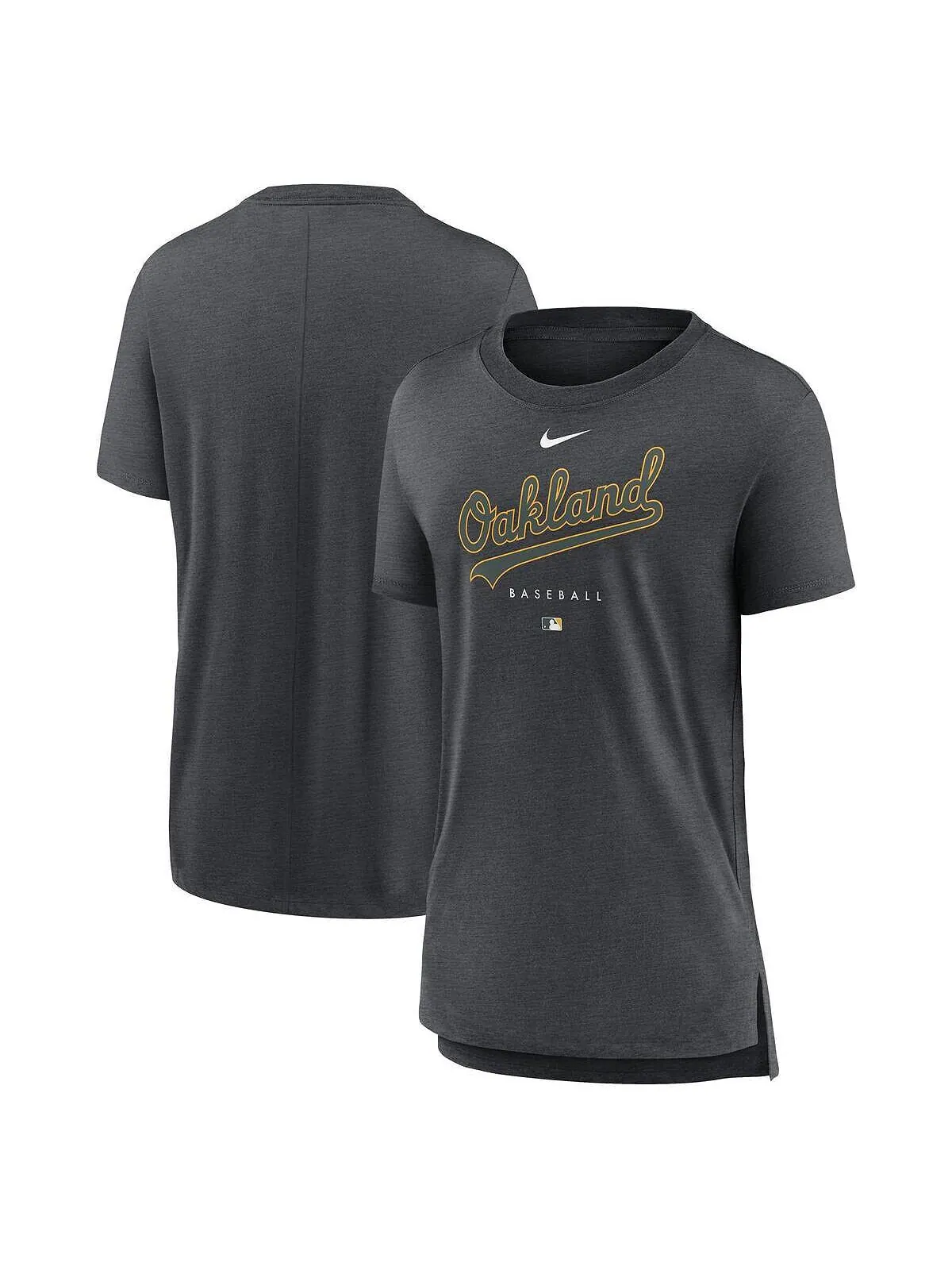 Женская темно-серая футболка Oakland Athletics Authentic Collection Early Work Tri-Blend Nike — изображение 1 из 3