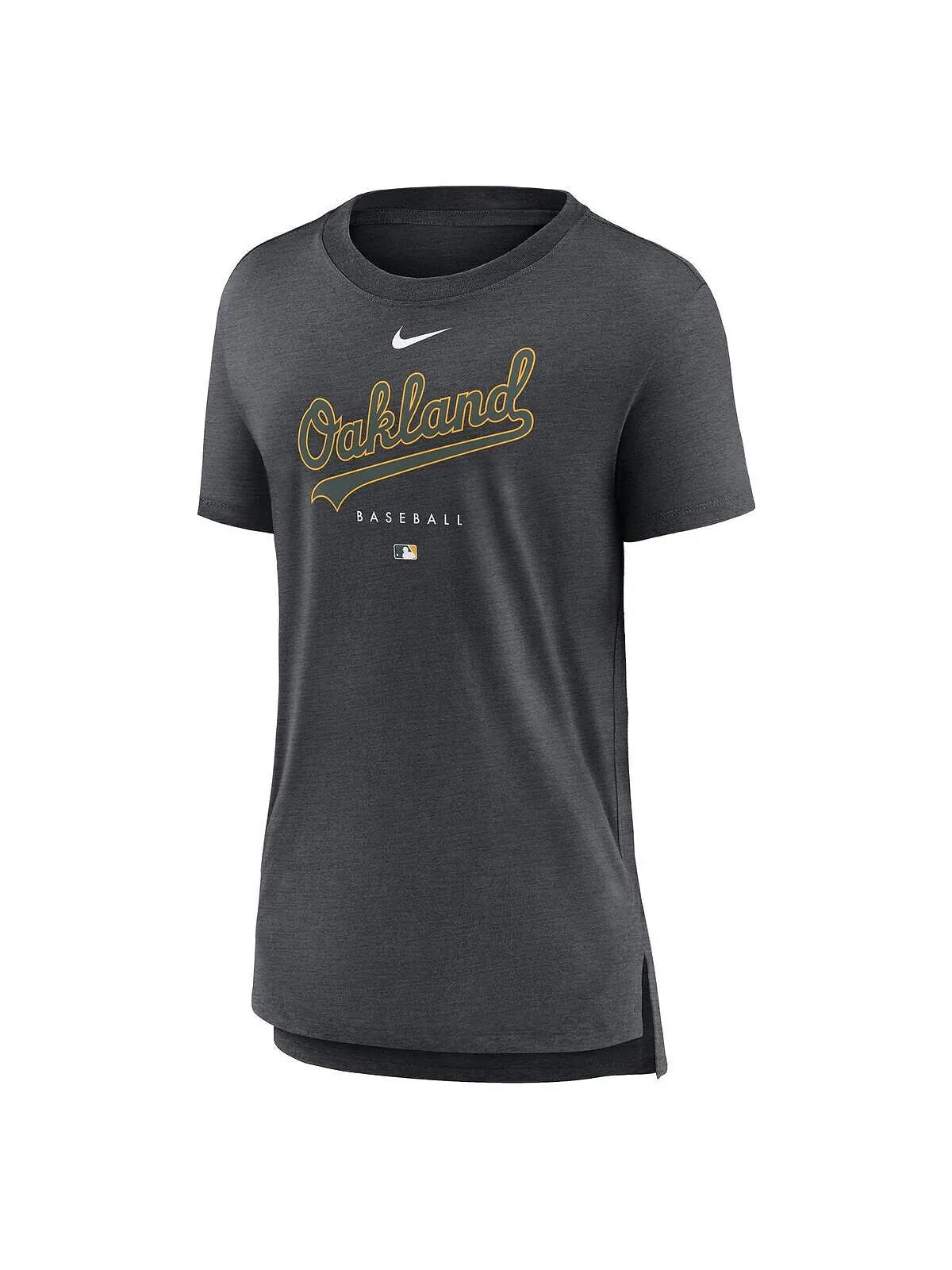 Женская темно-серая футболка Oakland Athletics Authentic Collection Early Work Tri-Blend Nike — изображение 2 из 3