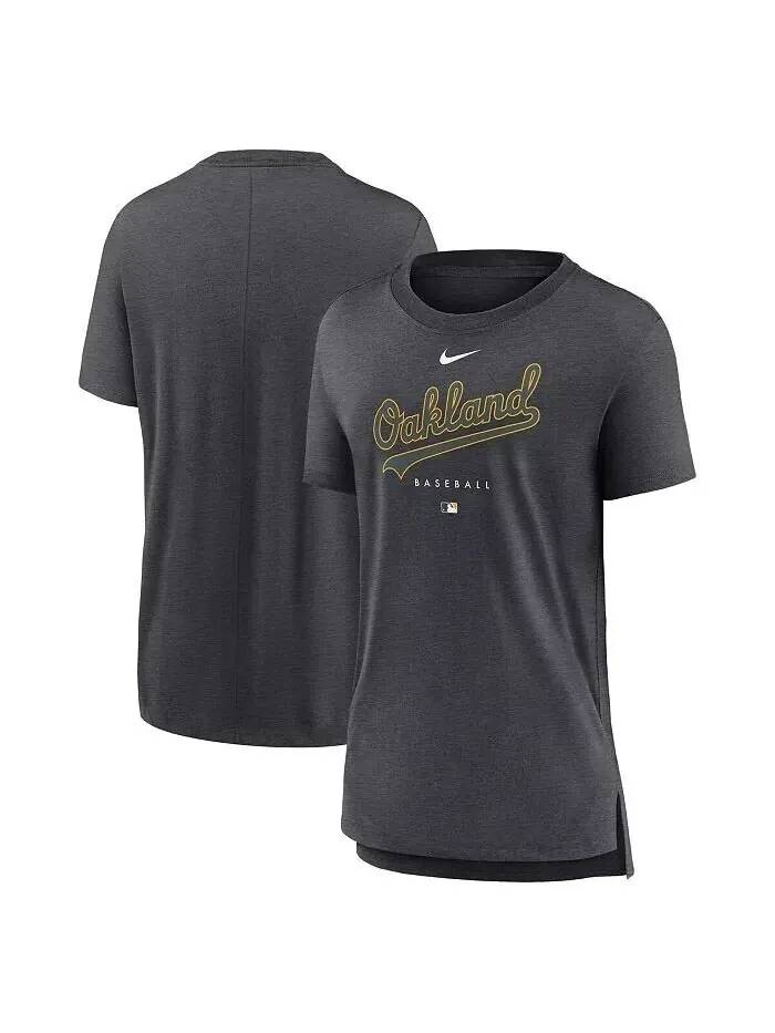 Женская темно-серая футболка Oakland Athletics Authentic Collection Early Work Tri-Blend Nike — изображение 1 из 3