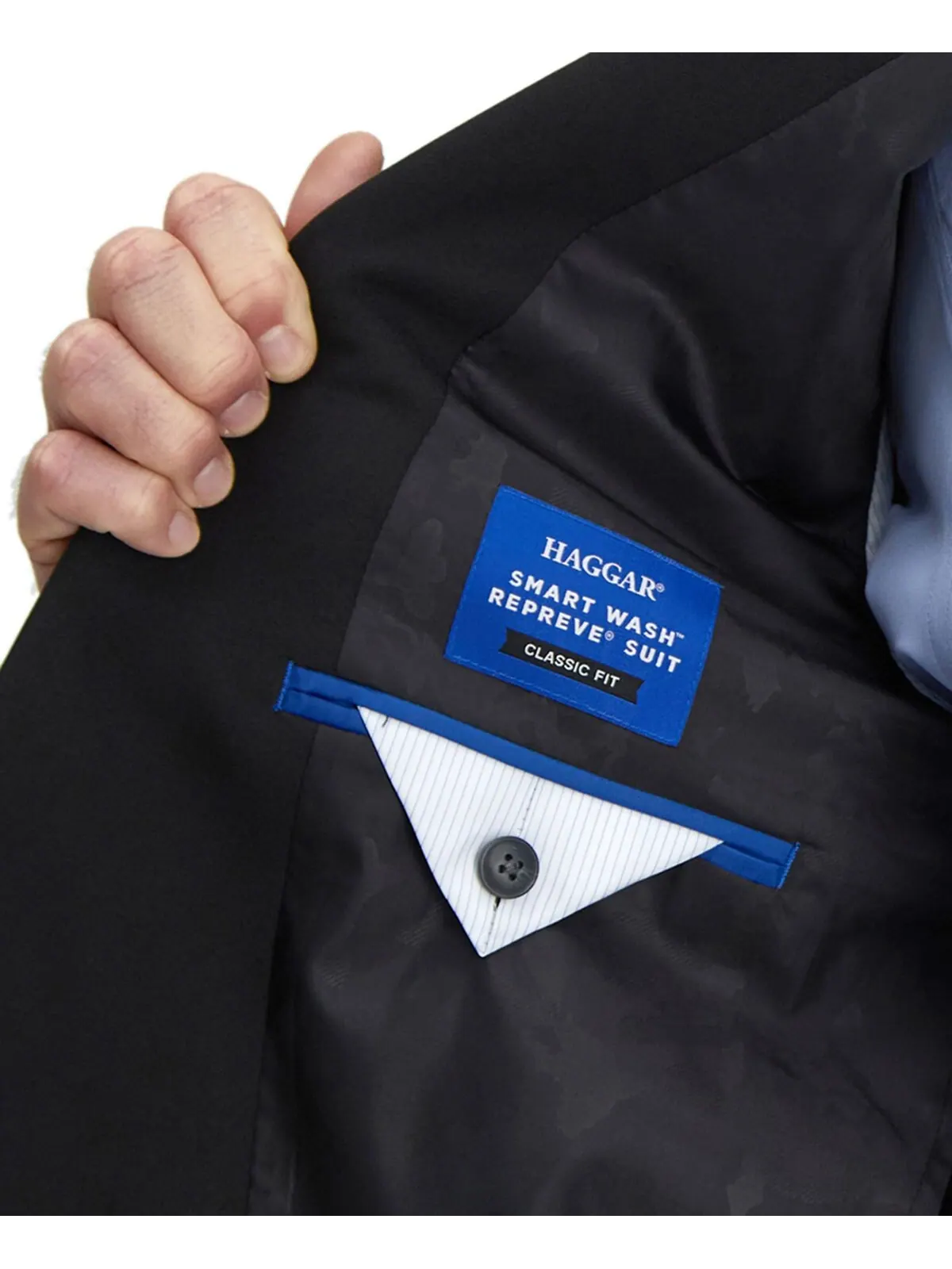 Мужской костюм Smart Wash Tech Suit классической посадки, раздельный Haggar — изображение 8 из 9, черный