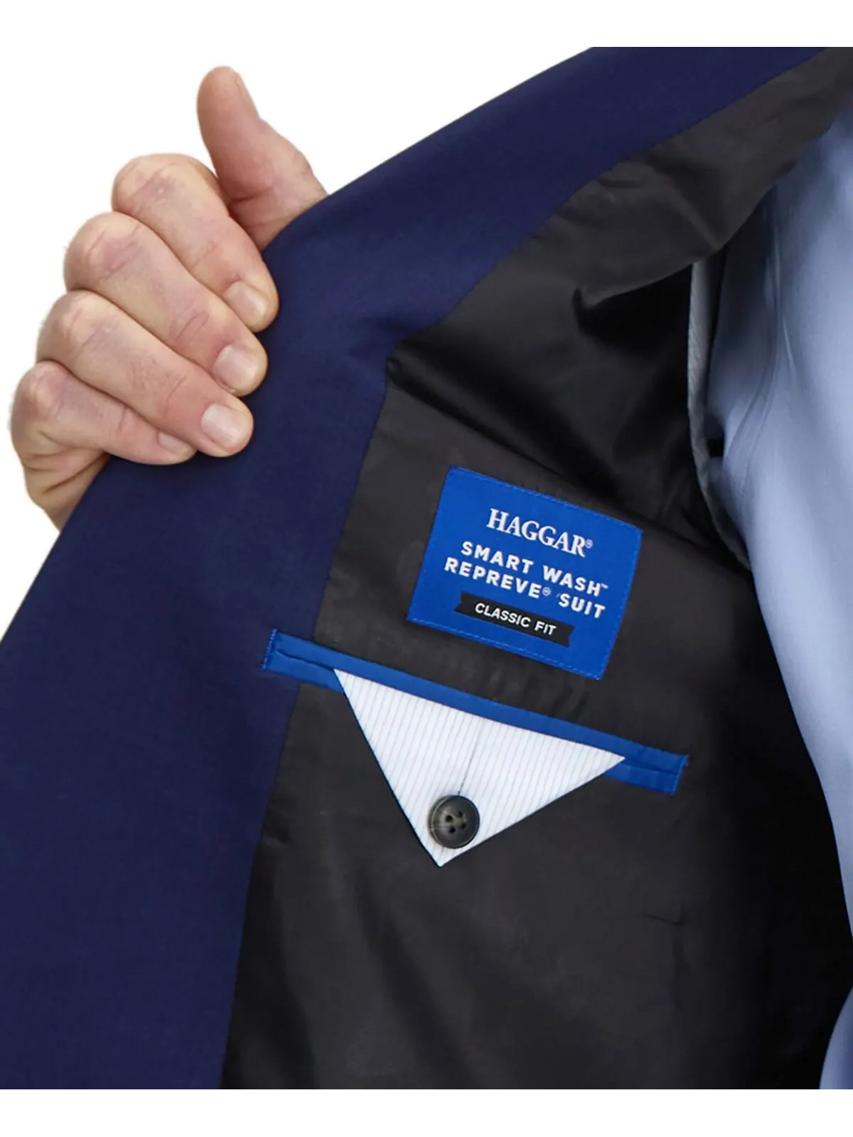 Мужской костюм Smart Wash Tech Suit классической посадки, раздельный Haggar — изображение 8 из 9, синий