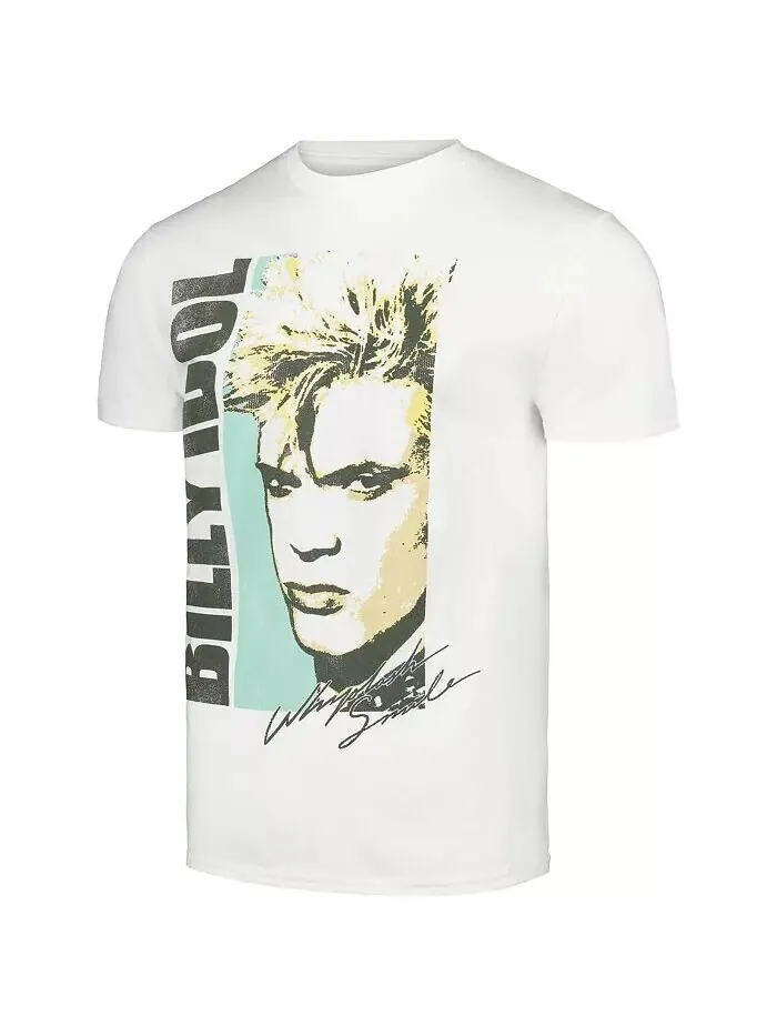 Мужская белая футболка Billy Idol Manhead Merch — изображение 2 из 3