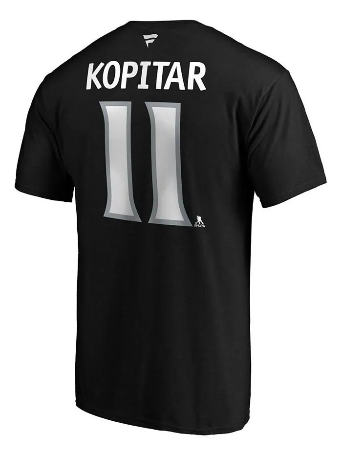 Мужская черная футболка Anze Kopitar Los Angeles Kings Team с аутентичным именем и номером Stack — изображение 3 из 3, черный