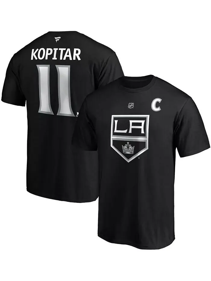 Мужская черная футболка Anze Kopitar Los Angeles Kings Team с аутентичным именем и номером Stack — изображение 1 из 3