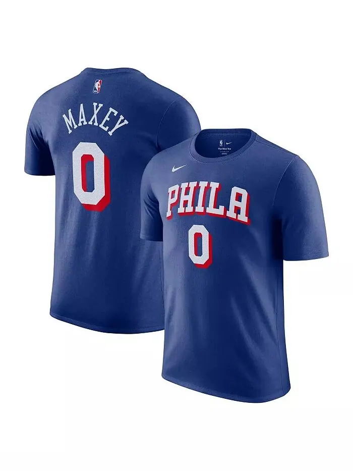 Мужская футболка Tyrese Maxey Royal Philadelphia 76ers Icon Edition с именем и номером Nike — изображение 1 из 3