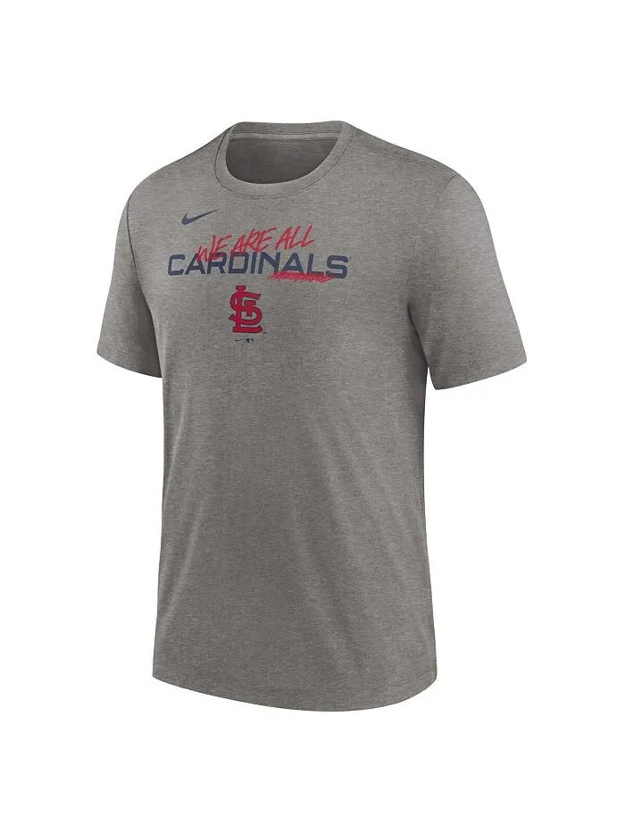 Мужская футболка Heather Charcoal St. Louis Cardinals We Are All Tri-Blend Nike — изображение 2 из 3, темно-серый