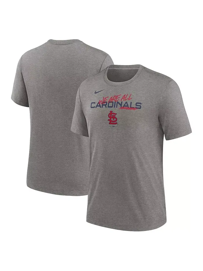 Мужская футболка Heather Charcoal St. Louis Cardinals We Are All Tri-Blend Nike — изображение 1 из 3