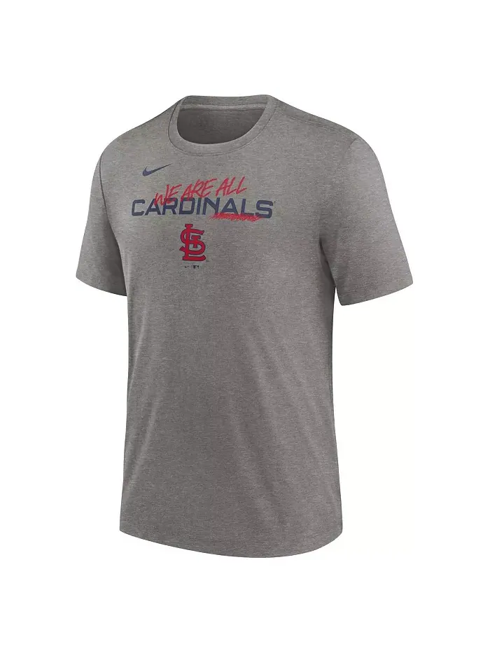 Мужская футболка Heather Charcoal St. Louis Cardinals We Are All Tri-Blend Nike — изображение 2 из 3