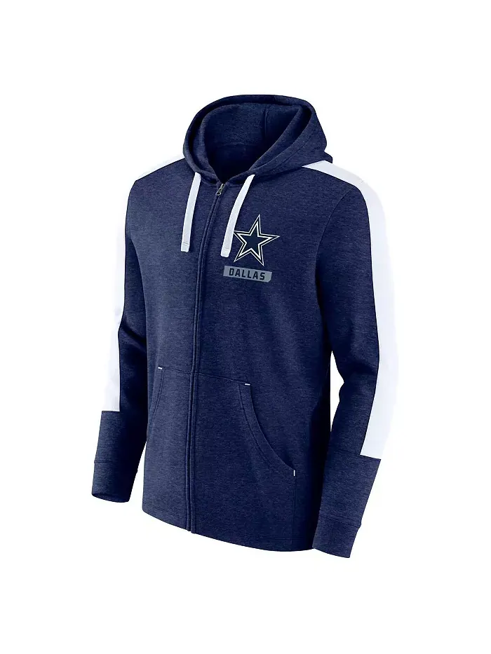 Мужская худи с молнией Heather Navy White Dallas Cowboys Gains Fanatics — изображение 3 из 3