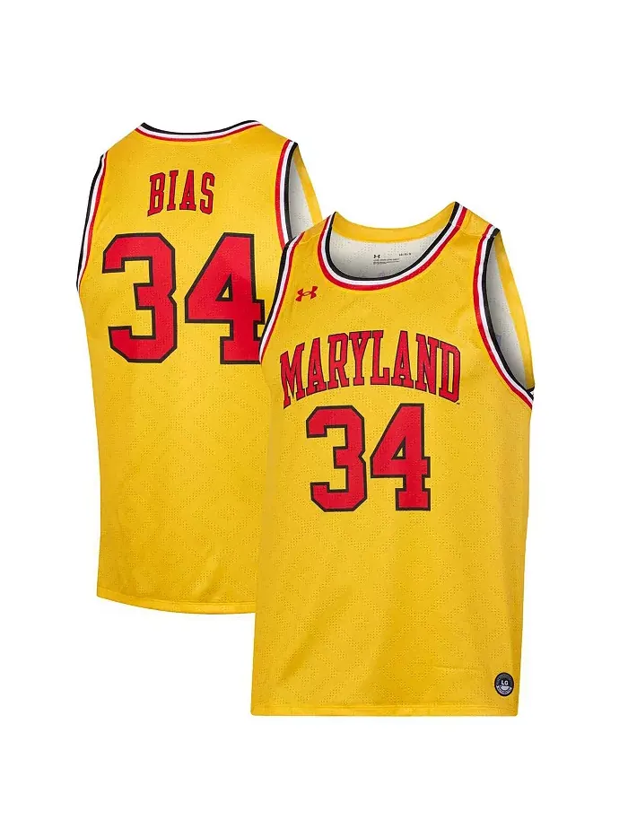 Мужская реплика игровой футболки Len Bias Gold Maryland Terrapins Under Armour — изображение 1 из 1