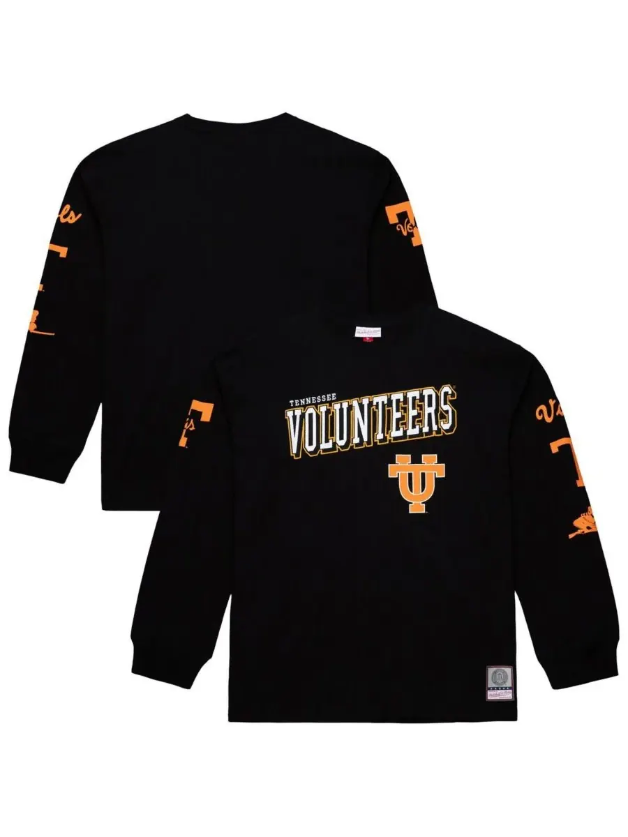 Mitchell & Ness Мужская черная футболка с длинным рукавом "Тренировочный лагерь волонтеров Теннесси" — изображение 1 из 3