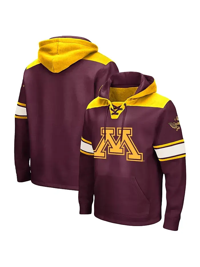 Мужская бордовая хоккейная худи с шнуровкой Minnesota Golden Gophers Big and Tall Colosseum