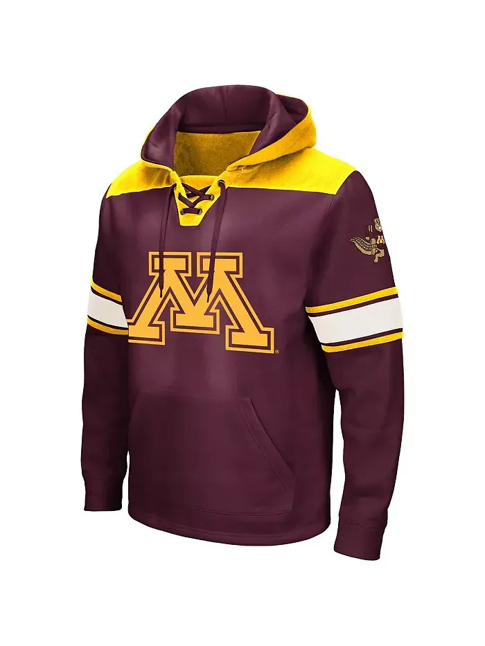 Мужская бордовая хоккейная худи с шнуровкой Minnesota Golden Gophers Big and Tall Colosseum — изображение 2 из 3