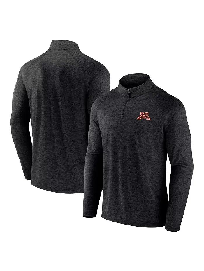 Толстовка Men's Charcoal Minnesota Golden Gophers Primary Logo Raglan Quarter-Zip Top Fanatics — изображение 1 из 3