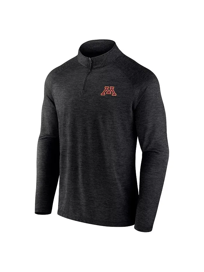 Толстовка Men's Charcoal Minnesota Golden Gophers Primary Logo Raglan Quarter-Zip Top Fanatics — изображение 2 из 3