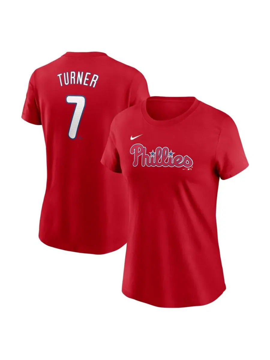 Nike Женская красная футболка Trea Turner с номером игрока команды Philadelphia Phillies — изображение 1 из 3, красный