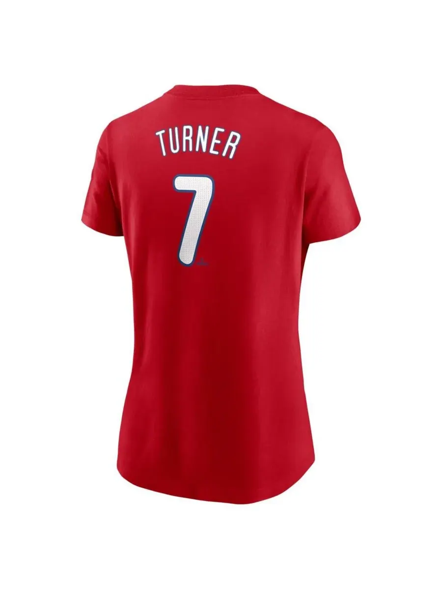Nike Женская красная футболка Trea Turner с номером игрока команды Philadelphia Phillies — изображение 2 из 3, красный