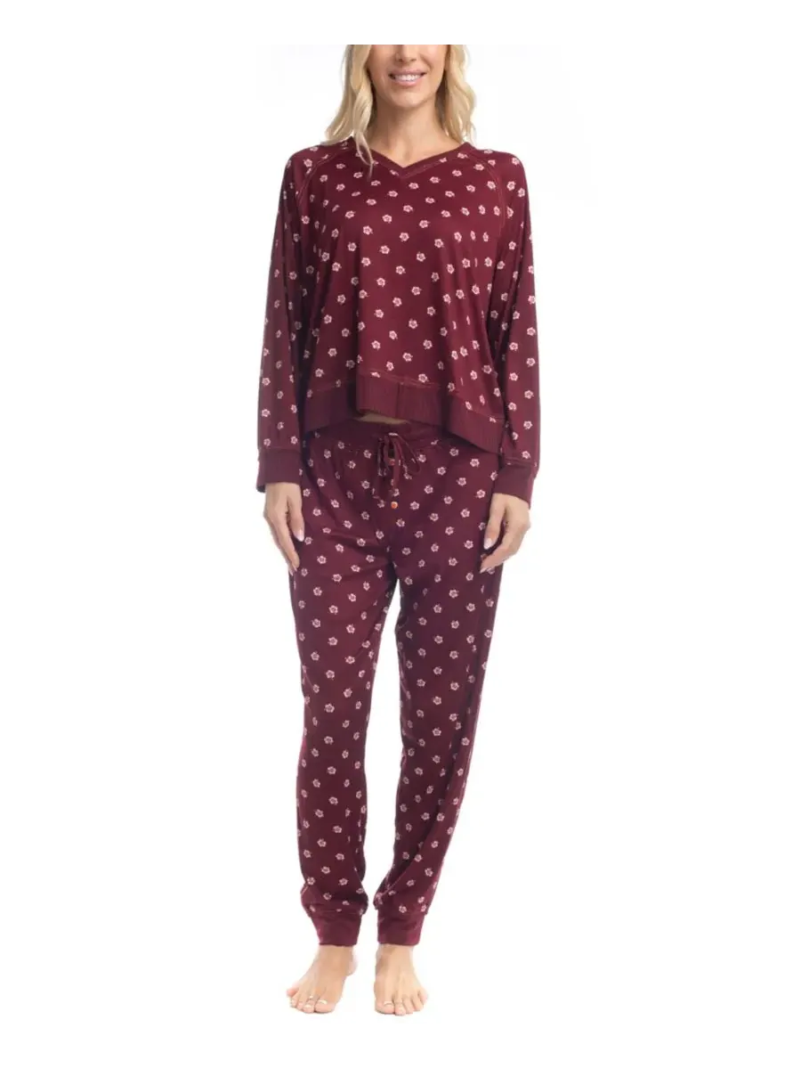 Женский пижамный комплект Sandy Sundown Ocean Pacific, Plum Hibis — изображение 1 из 3