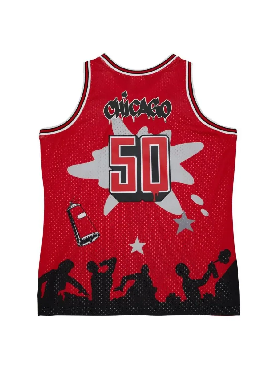 Mitchell & Ness Мужская футболка x Tats Cru Red Chicago Bulls Hardwood Classics Fashion Jersey — изображение 2 из 4, красный