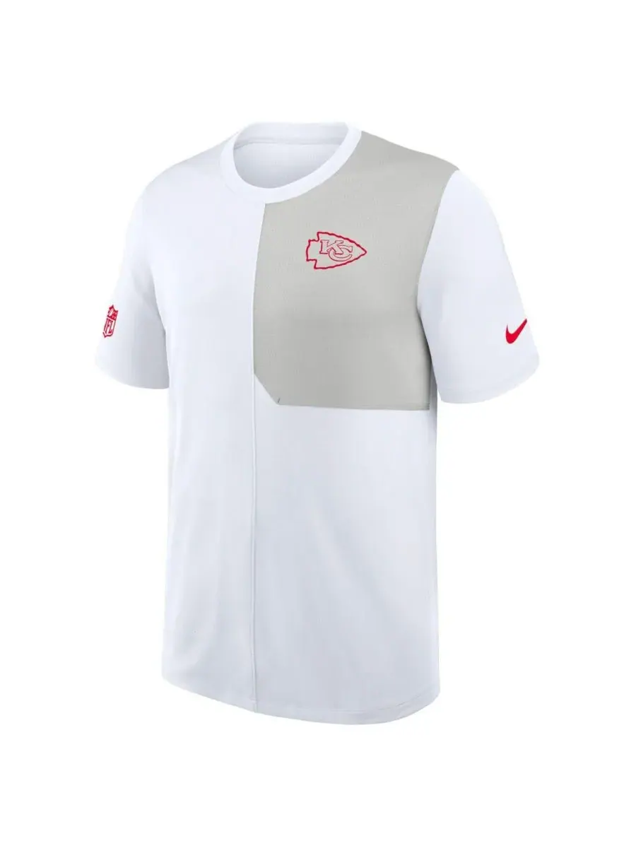 Nike Мужская белая футболка тренера Kansas City Chiefs Sideline UV Performance — изображение 2 из 3, белый