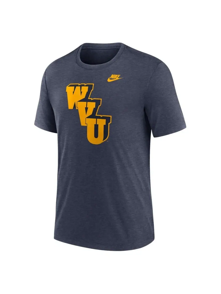 Nike Мужская футболка West Virginia Mountaineers Blitz Evergreen Legacy Primary Tri-Blend цвета — изображение 3 из 3