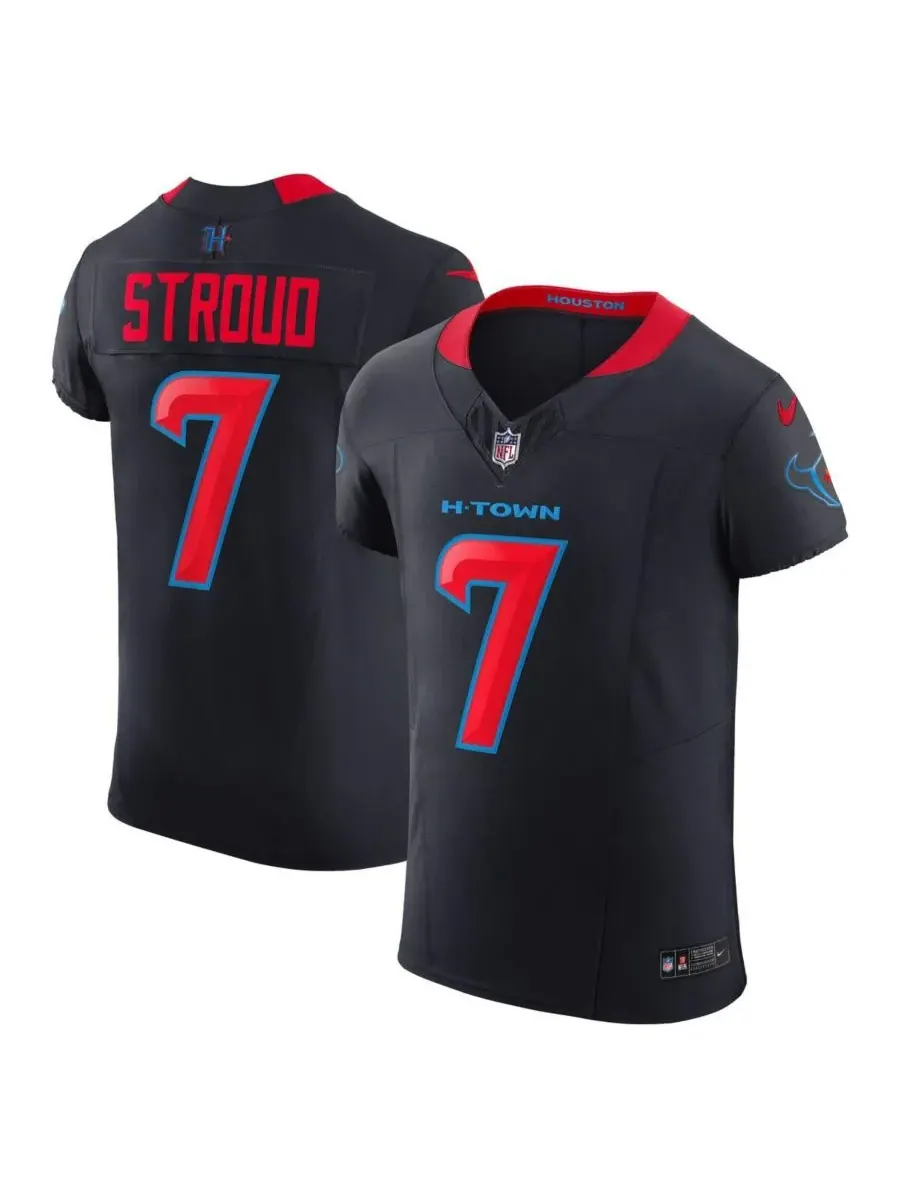 Nike Мужская футболка CJ Stroud Navy Houston Texans Alternate 2 Vapor FUSE Elite — изображение 1 из 3, темно-синий