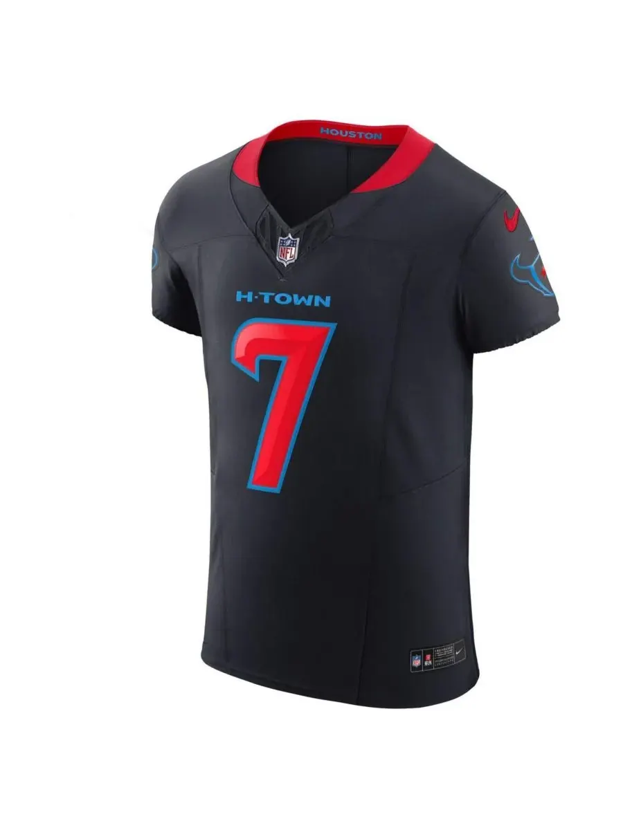 Nike Мужская футболка CJ Stroud Navy Houston Texans Alternate 2 Vapor FUSE Elite — изображение 2 из 3, темно-синий