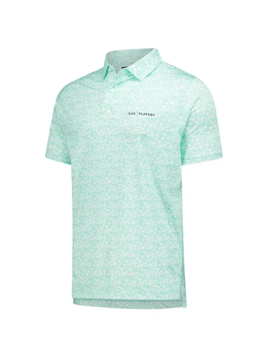 Мужская бирюзовая рубашка-поло THE PLAYERS Hidden Palm Print Lisle Footjoy — изображение 2 из 4, бирюзовый