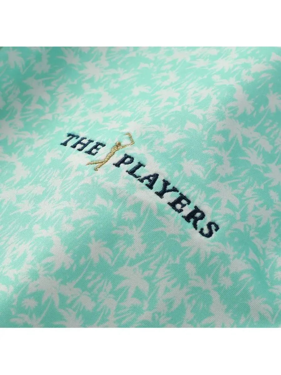 Мужская бирюзовая рубашка-поло THE PLAYERS Hidden Palm Print Lisle Footjoy — изображение 4 из 4, бирюзовый
