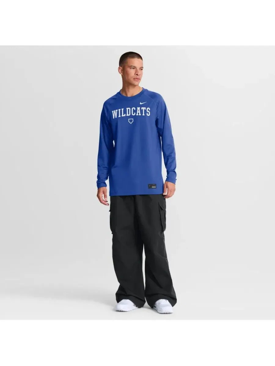 Мужская футболка с длинным рукавом Royal Kentucky Wildcats Dugout Game Time Raglan Dri-FIT Nike — изображение 3 из 4