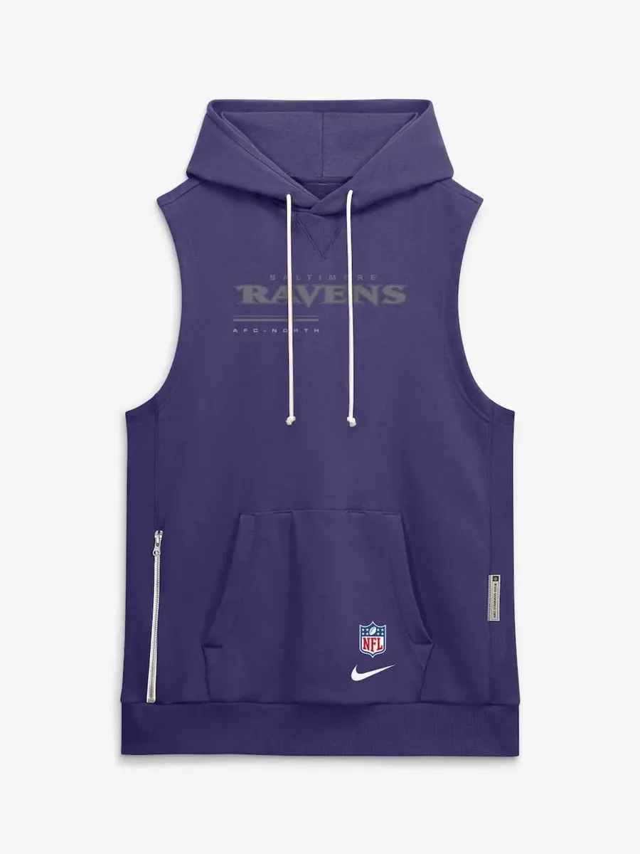 Безрукавка из футера с капюшоном Baltimore Ravens Nike — изображение 4 из 5, фиолетовый