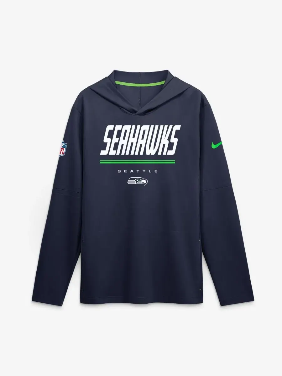 Лонгслив с капюшоном Nike Seattle Seahawks Sideline Lightweight Long Sleeve Hooded Dri-FIT — изображение 1 из 2