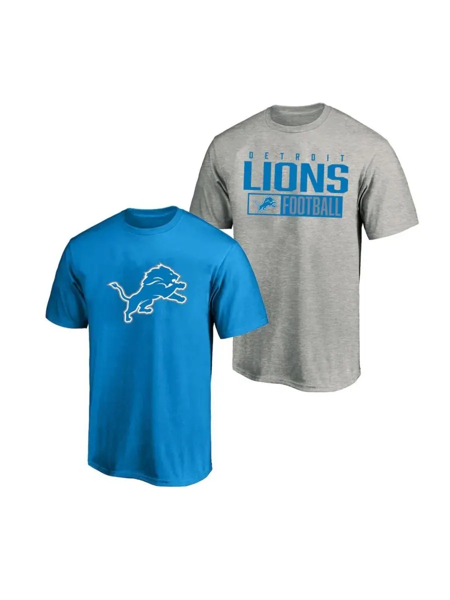 Комплект футболок с коротким рукавом, модель Detroit Lions Fanatics — изображение 1 из 1, серый синий