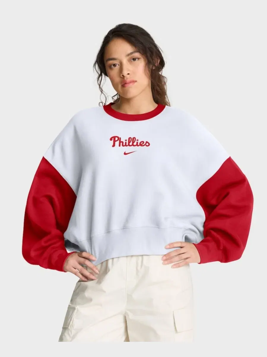 Женский оверсайз свитшот из флиса с принтом Philadelphia Phillies, модель Oversized High Hip Fleece — изображение 1 из 5