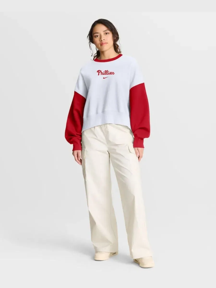 Женский оверсайз свитшот из флиса с принтом Philadelphia Phillies, модель Oversized High Hip Fleece — изображение 5 из 5