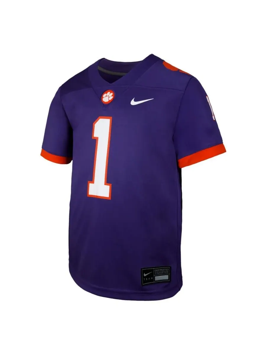 Nike Детская фиолетовая реплика игровой майки Clemson Tigers "Untouchable" для мальчиков и девочек — изображение 3 из 3