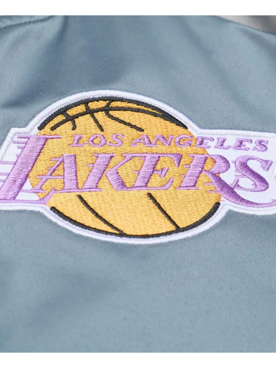 Куртка-бомбер с принтом Los Angeles Lakers Mitchell & Ness — изображение 3 из 5, синий серебристый