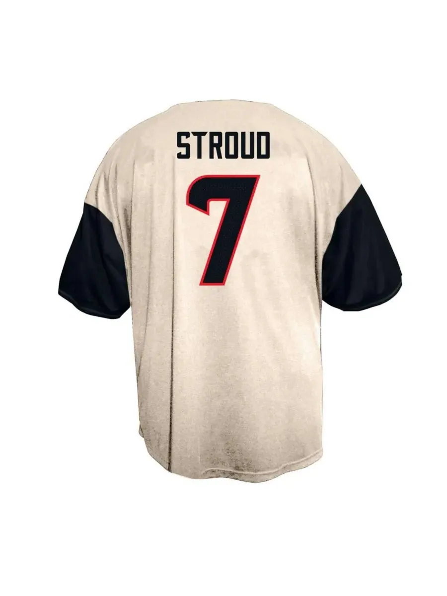 Fanatics Мужская рубашка CJ Stroud Cream Houston Texans Big Tall Baseball Button-Up Shirt — изображение 2 из 3, бежевый